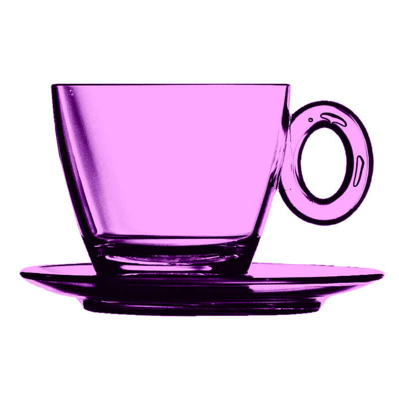 Polycarbonate Tea Cup with Saucer - 6 Pieces - Beryl, Quartz