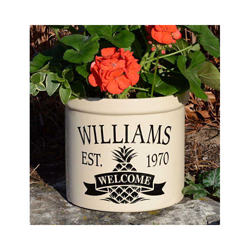 Pineapple Welcome Utensil Crock, Black, Yes