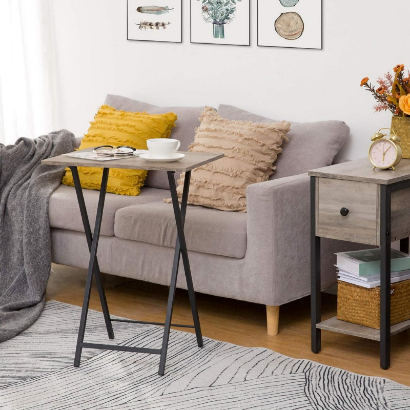 Folding Table, Grey/Black