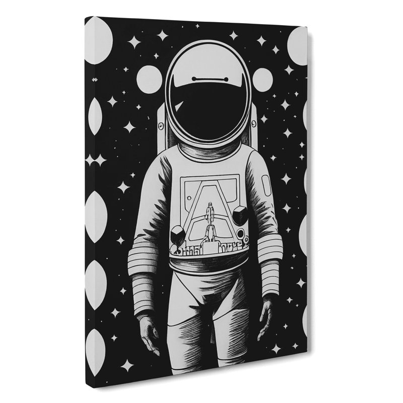 Monochrome Astronaut No.3 - Wrapped Canvas, 60cm H x 40cm W x 3cm D