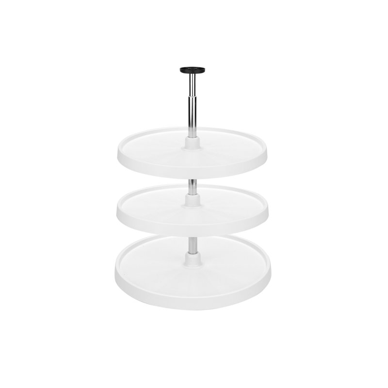 20" White Value Line Polymer Full-Circle 3-Shelf Lazy Susan for 33" to 36" H Corner Wall Cabinets, 20, White, 20