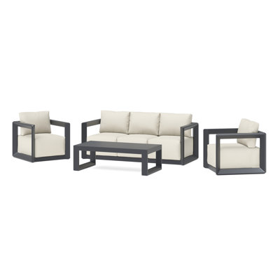 Corey Levia 4 Piece Powder-Coated Aluminum Outdoor Patio Seating Set