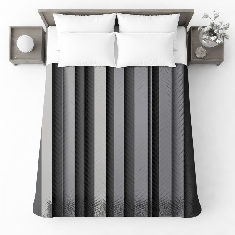 Gray Vertical Stripes Bedding Stripes Bedspread Pattern, Twin