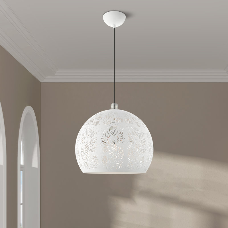 Luminaire suspendu en forme de dôme à 3 lumières Alira, Blanc, H 110 po x l 15,75 po x P 15,75 po