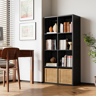 Bibliothèque, 8 compartiments de rangement pour tablettes, bibliothèque à structure épaisse réversible horizontalement et verticalement avec ouverture pour le salon, la chambre à coucher et le bureau à domicile