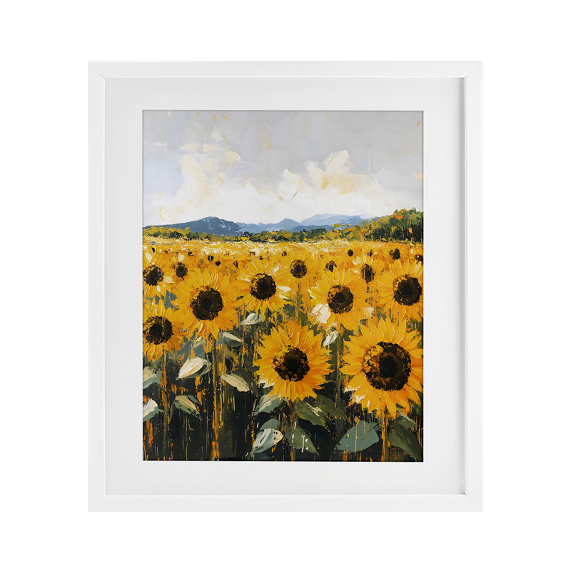 Endless Sunflowers Meadow, reproduction encadrée sous verre, design by Creative Studio, H 16 po x l 13 po, Cadre blanc côtier