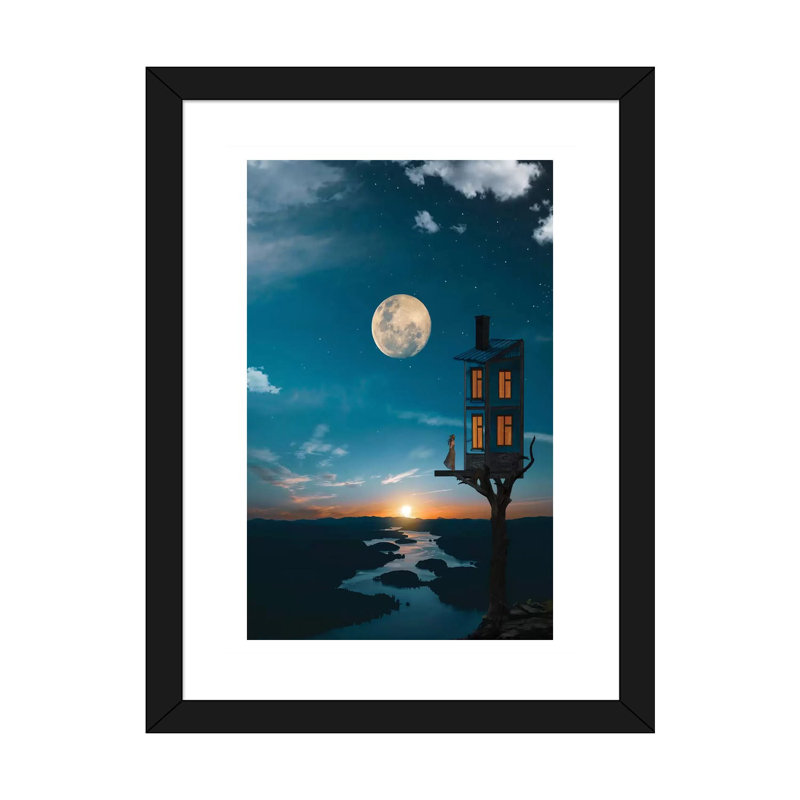 « Aerie » par Abdullah Evindar-reproduction de photo, H 24 po x l 16 po x P 1 po, Papier encadré noir, Blanc