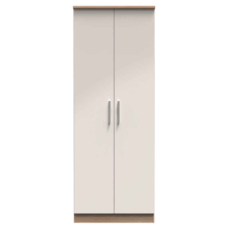 Borgeson 2 Door Wardrobe , 196" H x 74" W x 53" D, Kashmir Gloss/Bardolino Oak