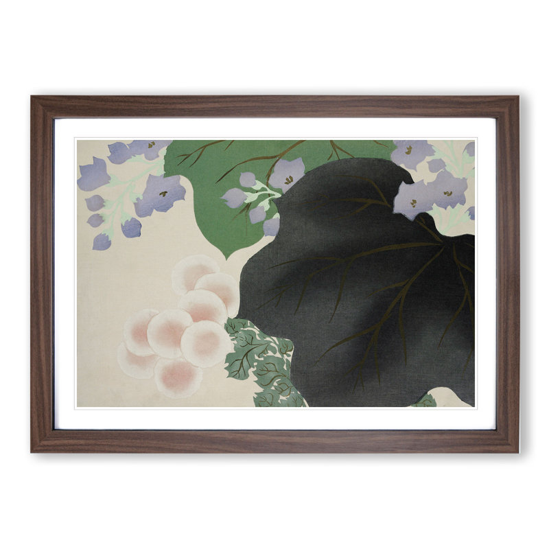 Flowers and Leaves by Kamisaka Sekka - Framed Print, Walnut Framed, 27cm H x 36cm W x 2cm D