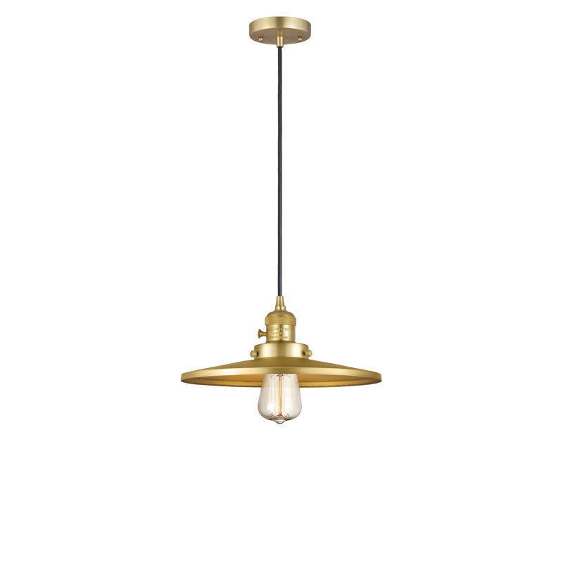 Rouvin Single Light Metal Pendant, Satin Gold, 5.88" H x 12" W x 12" D