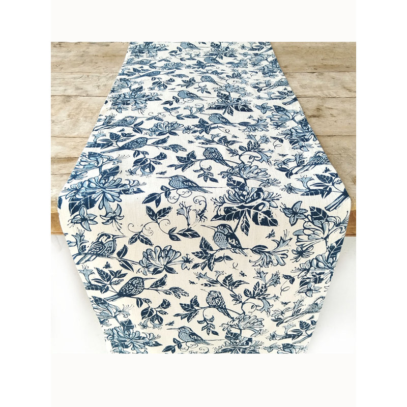 French Home Honeysuckle Table Runner - Indigo, Indigo