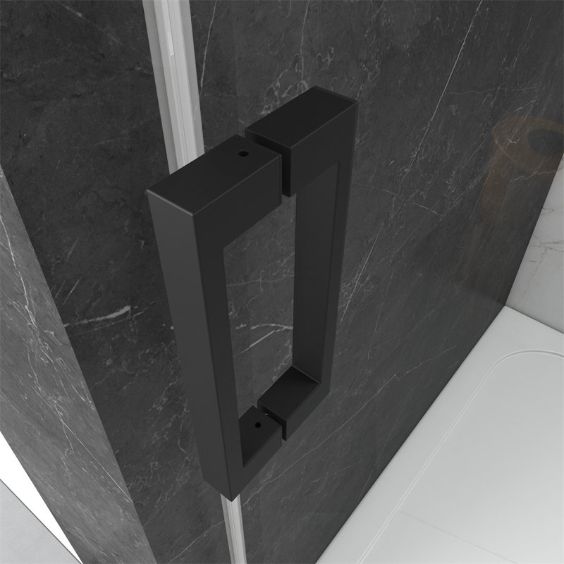 60'' W 76'' H Frameless Rectangle Reversible Shower Stall, Black
