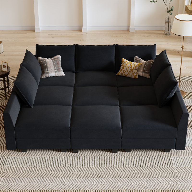Canapé modulaire en velours Kandle, Noir