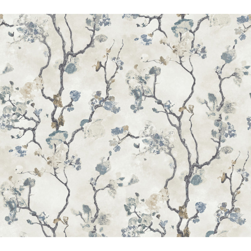 Papier peint rose Avril Chinoiserie, Bleu