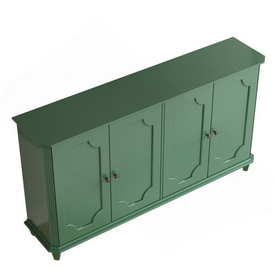 Farmhouse Sideboard Buffet Cabinet, 4 Door Vintage Storage Credenza with Decorative Curved Raised Panel Doors, Wide Closed Storage Accent Console Cabinet for Entryway, Living Room, Kitchen