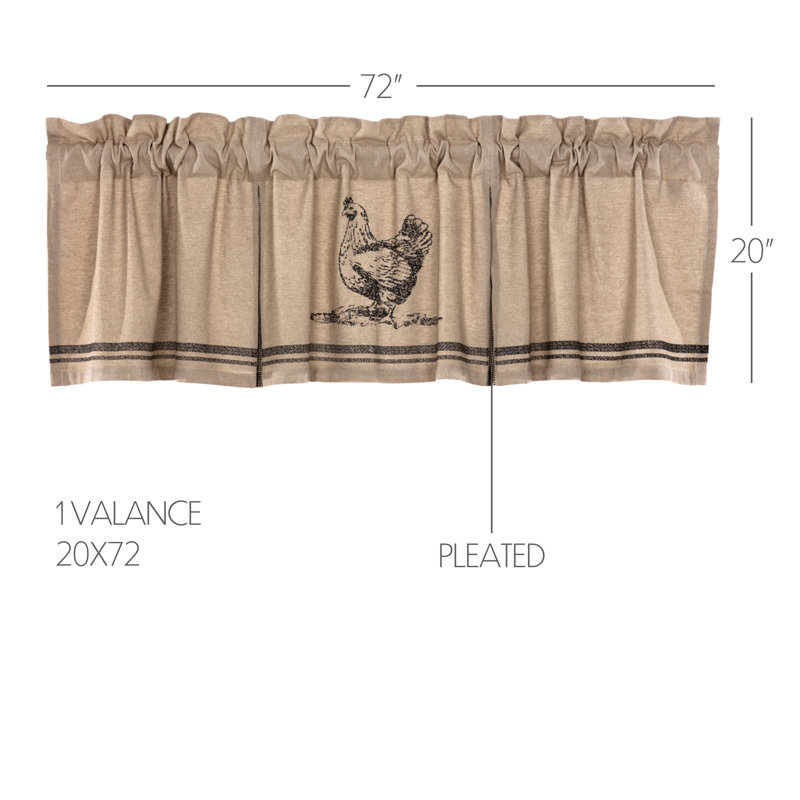 Cantonnière à volants en coton Sawyer Mill, Gris anthracite/kaki, L 20 po x L 72 po