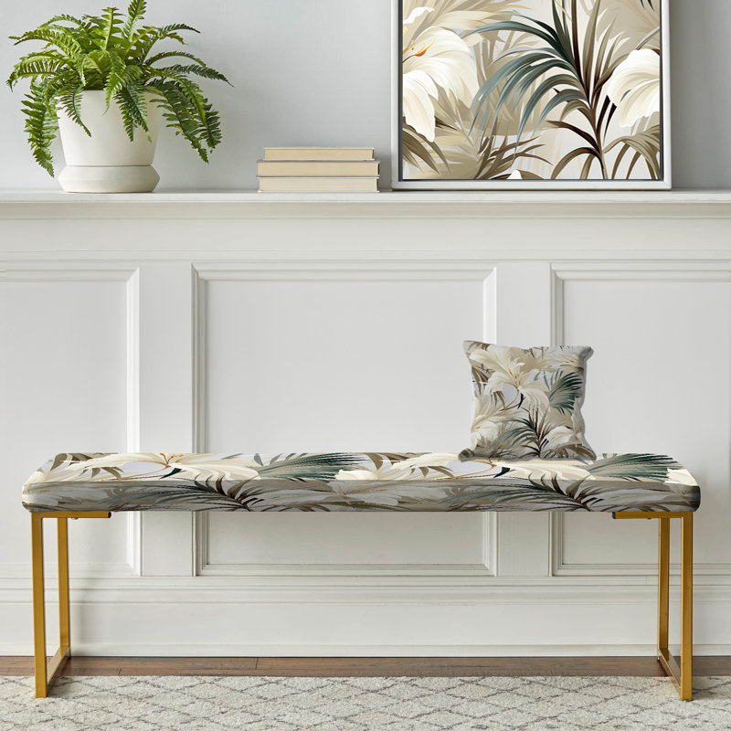 Banc rembourré or, Tranquil Retreat Tropical Pattern II