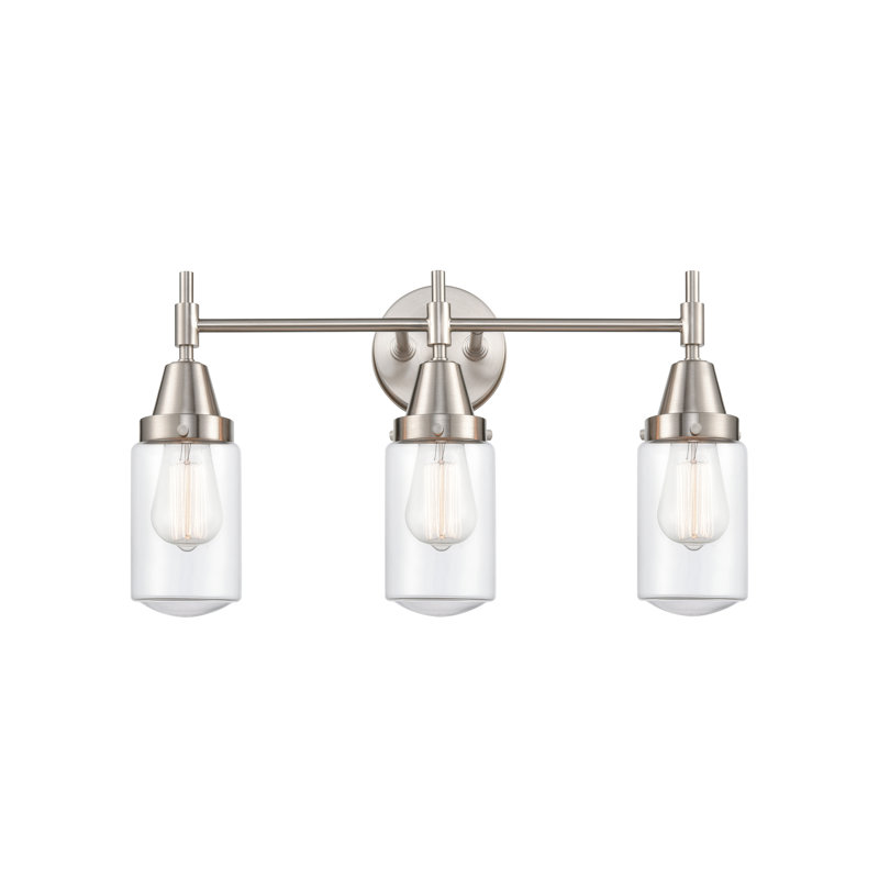 Éclairage pour meuble-lavabo à 3 lumières à intensité variable Gayle, Transparent, Ampoule DEL rétro 4 watts, Nickel satiné