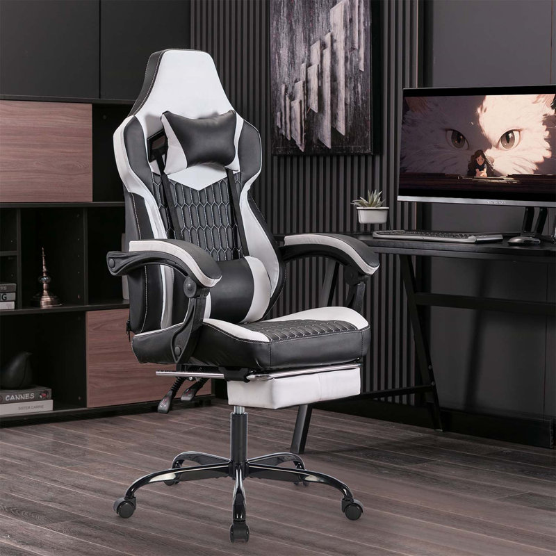 Chaise de jeu à haut dossier avec repose-pieds, conception ergonomique et soutien lombaire pour un confort et un style ultimes