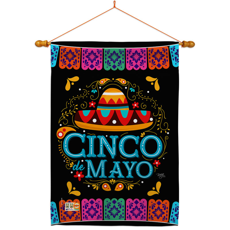Double Sided 40'' H x 28'' W Polyester Cinco De Mayo Flag Set
