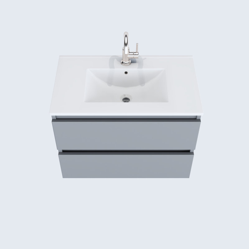 Salt 30'' Single Bathroom Vanity with Ceramic Top, Gray