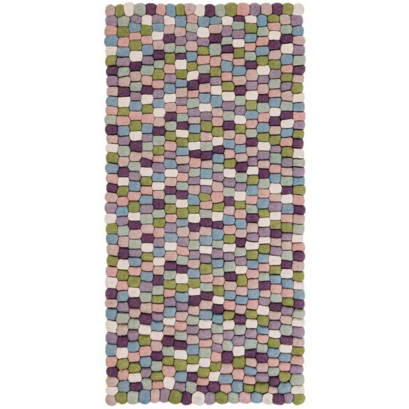 Tapis de couloir contemporain de couleur rose et mauve Rosston, Tapis de couloir 2 pi x 4 pi 1 po