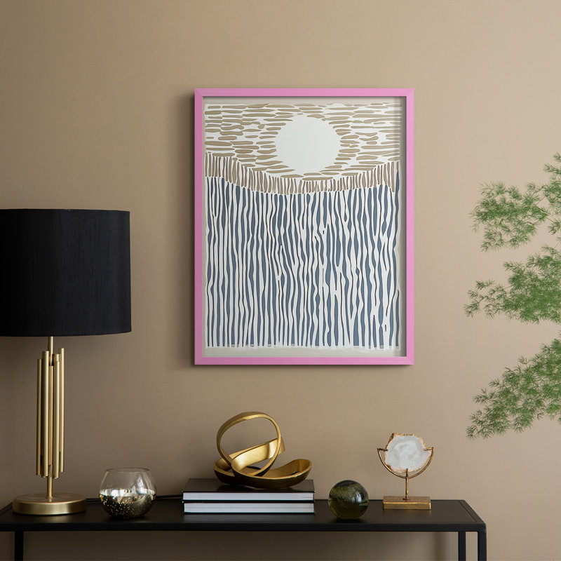 Impression abstraite encadrée CDXC - prête à être accrochée - fabriquée aux États-Unis, Rose, H 10 po x l 8 po