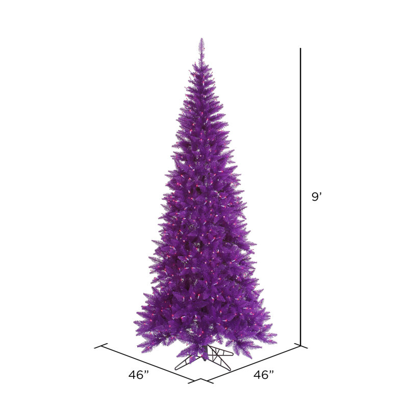 Purple Fir Lighted Artificial Fir Christmas Tree, 9' H x 46" W