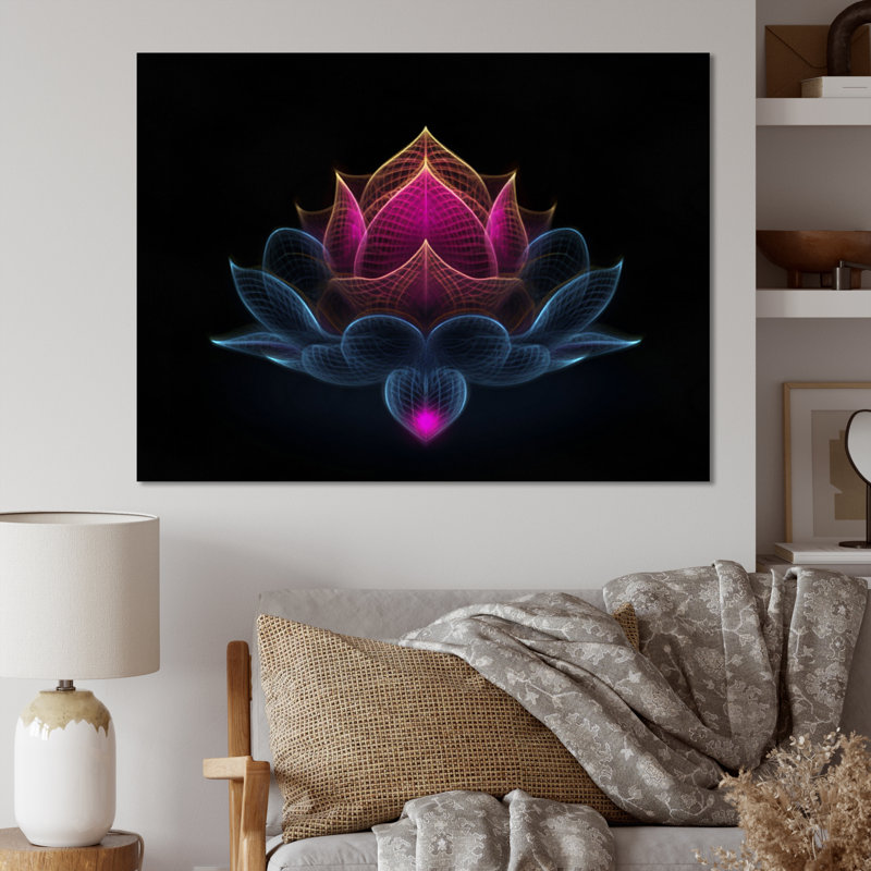 Lumière sur un lotus rose sur toile, Toile tendue, H 16 po x l 32 po x P 1 po