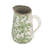 Ceramic White Pitcher Vase With Green Floral Pattern