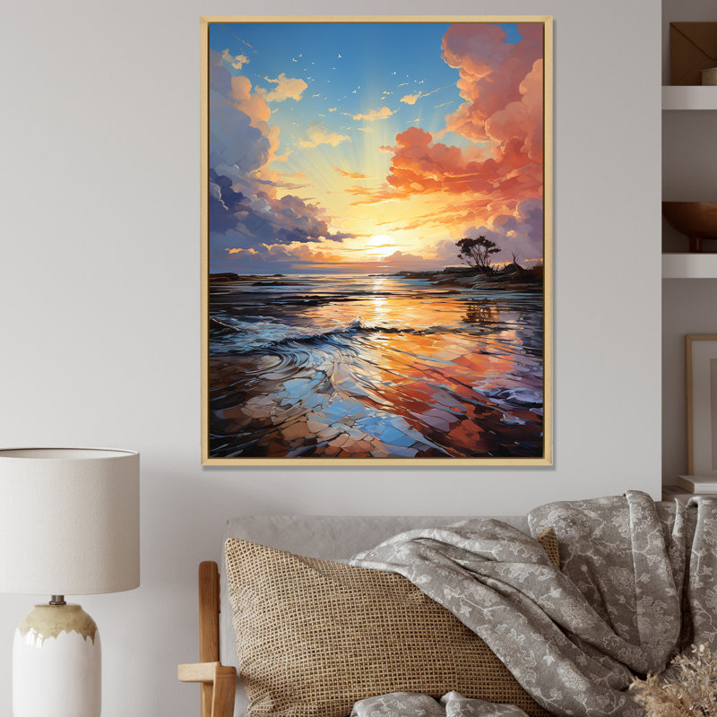 Au-delà du coucher de soleil sur une impression sur toile, H 20 po x l 12 po x P 1 po, Cadre naturel flottant