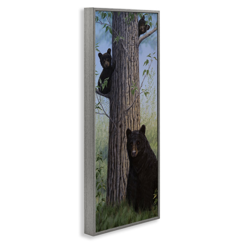  «Mama Bear & Cubs», art de la giclée encadrée par Valerie Rogers, H 24 po x l 10 po, Estampe numérique Farmhouse