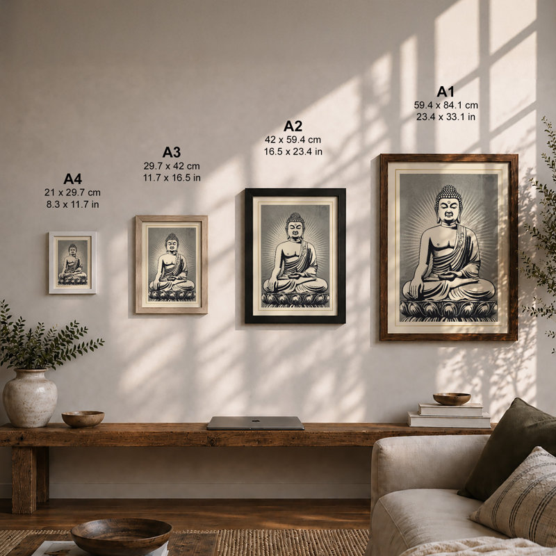 Meditative Buddha Japandi - Framed Print, A1 - 84.1 x 59.4 cm, Unframed