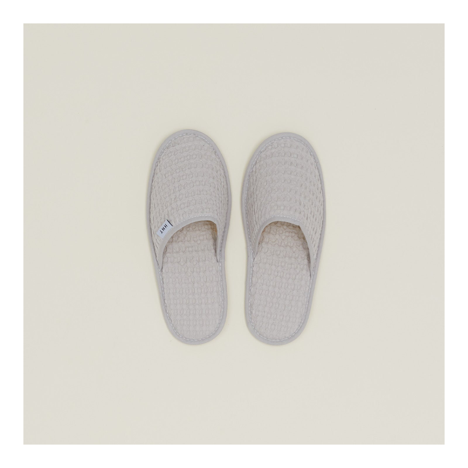 Simple Cotton Waffle Slippers, Light Gray, Small
