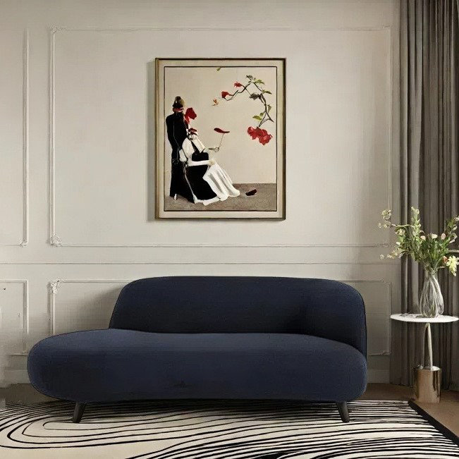 Méridienne simple au design créatif et moderne, Face à la droite, Bleu foncé