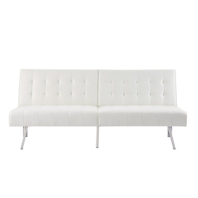 Dahquan Twin 38.6" Futon Sofa Bed, Faux Leather Couch Bed, Futon Convertible Sofa Bed with Metal Leg