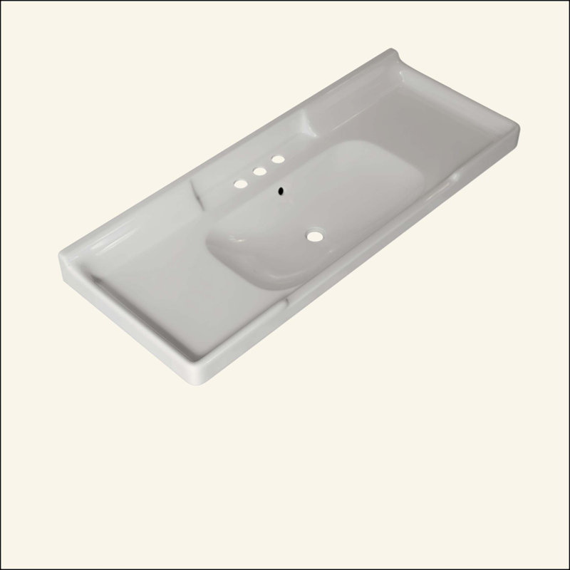 Bathroom Ceramic Basin with 3 pre-drilled hole, NO Cabinet and Faucet, White