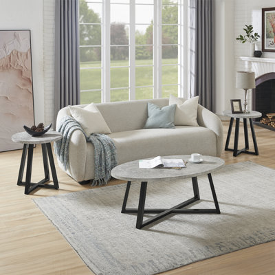 Marvis Savner 3-piece Wood Oval Coffee Table Set