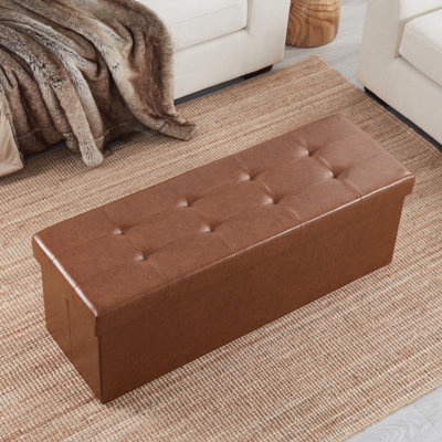 Faux Leather Ottoman