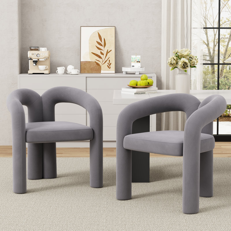 Chaises de salle à manger rembourrées Modern, 2, Grey