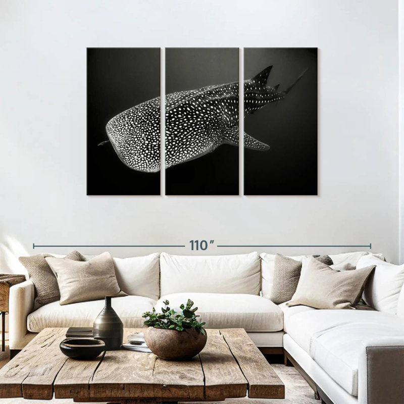 Brampt Monochrome Spotted Whale Shark, 48" H x 74" W