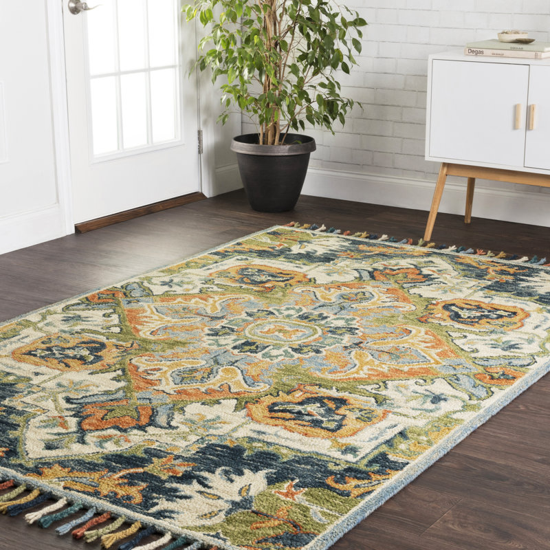 Leyna Hand Hooked Oriental Indoor Rug, Rectangle 5' x 7'6"