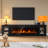 90"TV Stand With Smart Electric Fireplace, Entertainment Center Fits Up to 100" TVs, Wi-Fi Controlled Console with Adjustable Shelves & Glass Doors