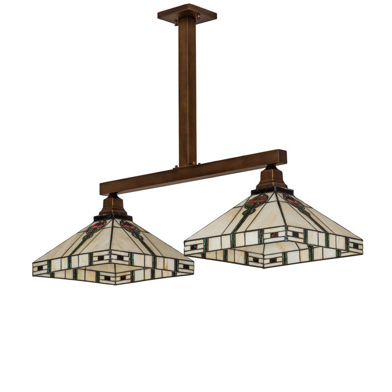 38.5" Long Parker Poppy 2 Light Island Pendant, Light Brown