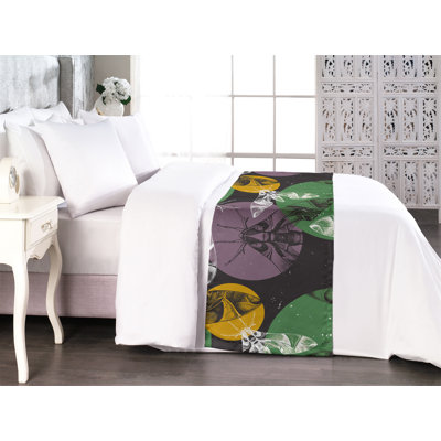 Ambesonne Nature Bed Scarf Runner Abstract Moth Sketchy Print Orange Pale Lilac
