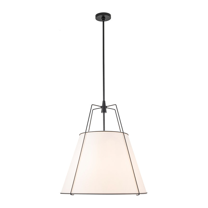 Nyjel 4 - Light Linen Tapered Pendant, White, 26" H x 23.6" W x 23.6" D, Black