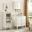 Armoire de rangement pour salle de bain, armoires à pharmacie avec miroir, 2 portes, 2 tablettes réglables + 3 paniers de rangement de style Noël, armoire murale en bois blanc, rangement pour salle de bain
