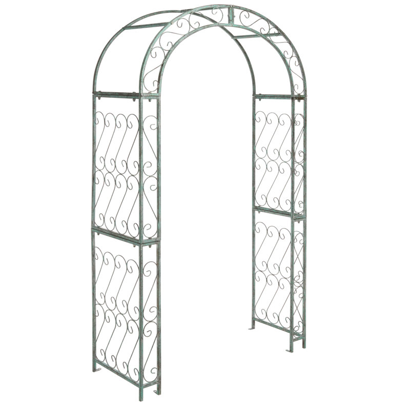 Antique Green Iron Garden Trellis Arch Arbor