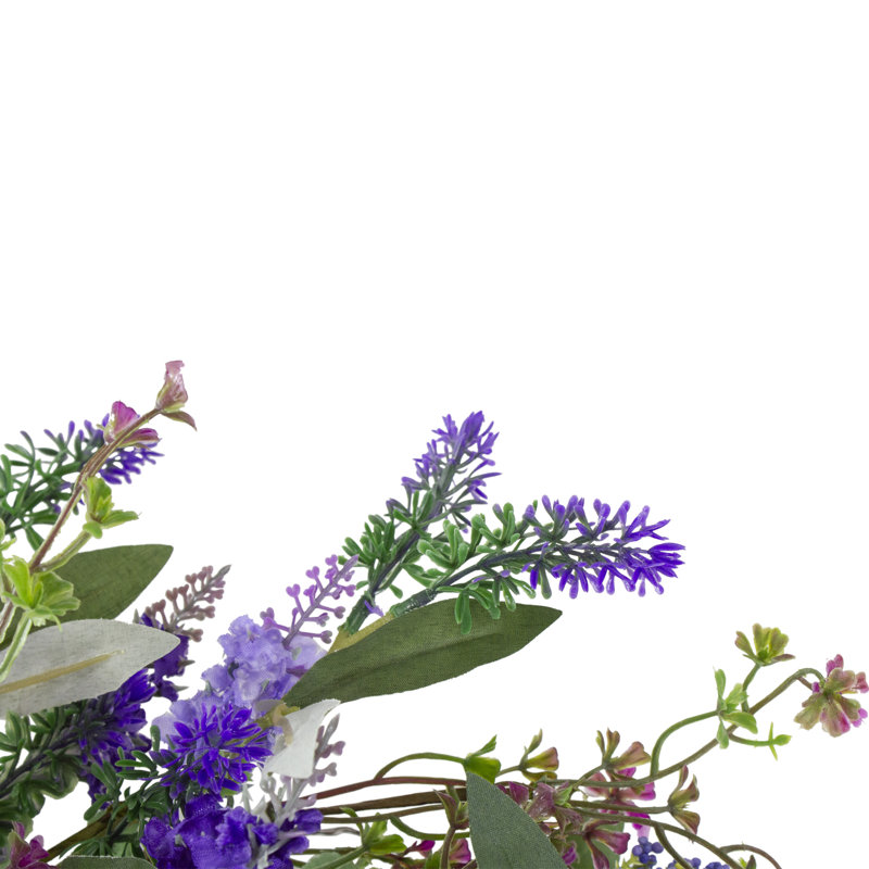 Lavender Artificial Spring Floral Wreath Purple and Green - 18-Inch
