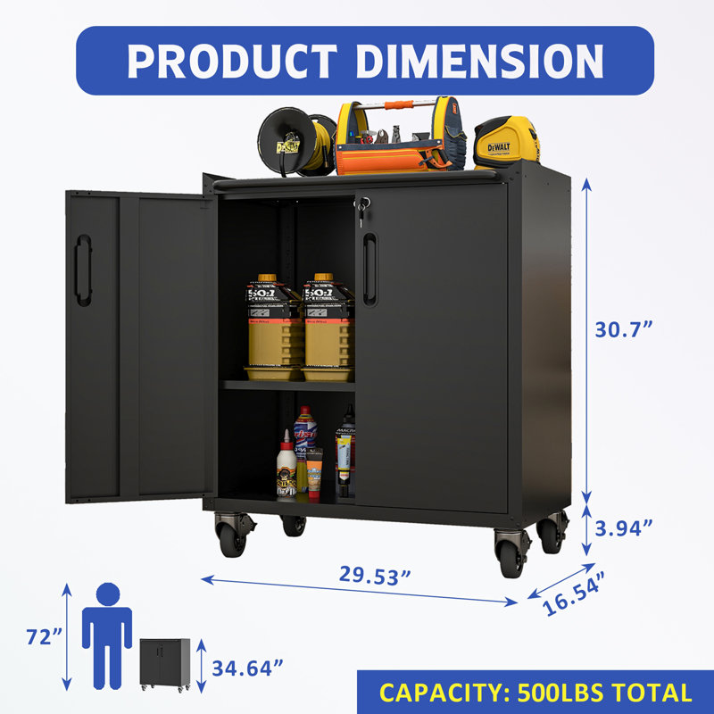 Armoire de rangement en métal avec roulettes